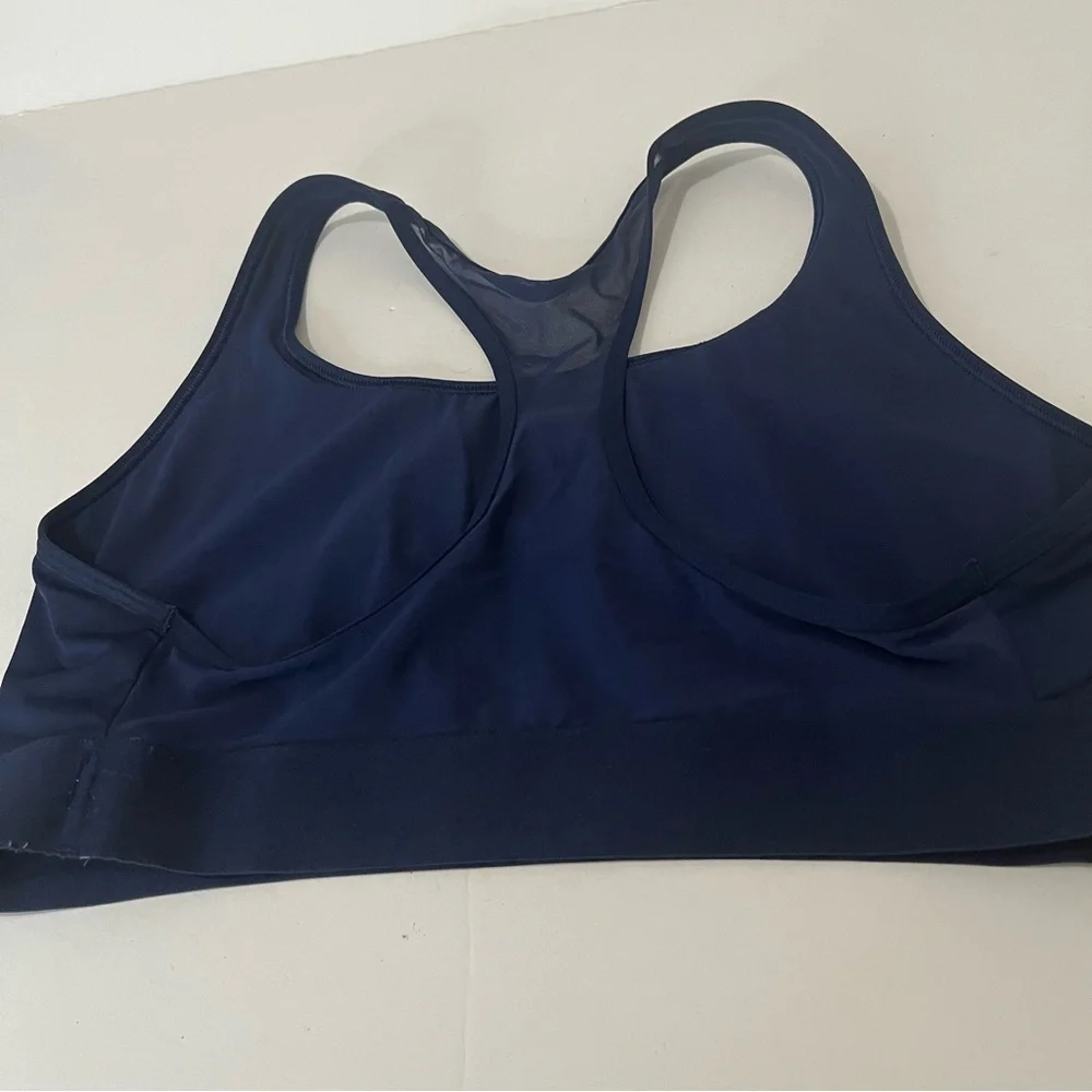 Victoria Sport VS Logo Navy Blue Sports Bra Mesh Racerback Womens Size L